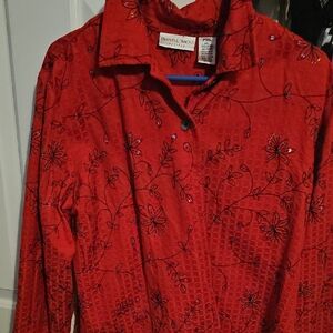Red Floral Embroidered Jacket